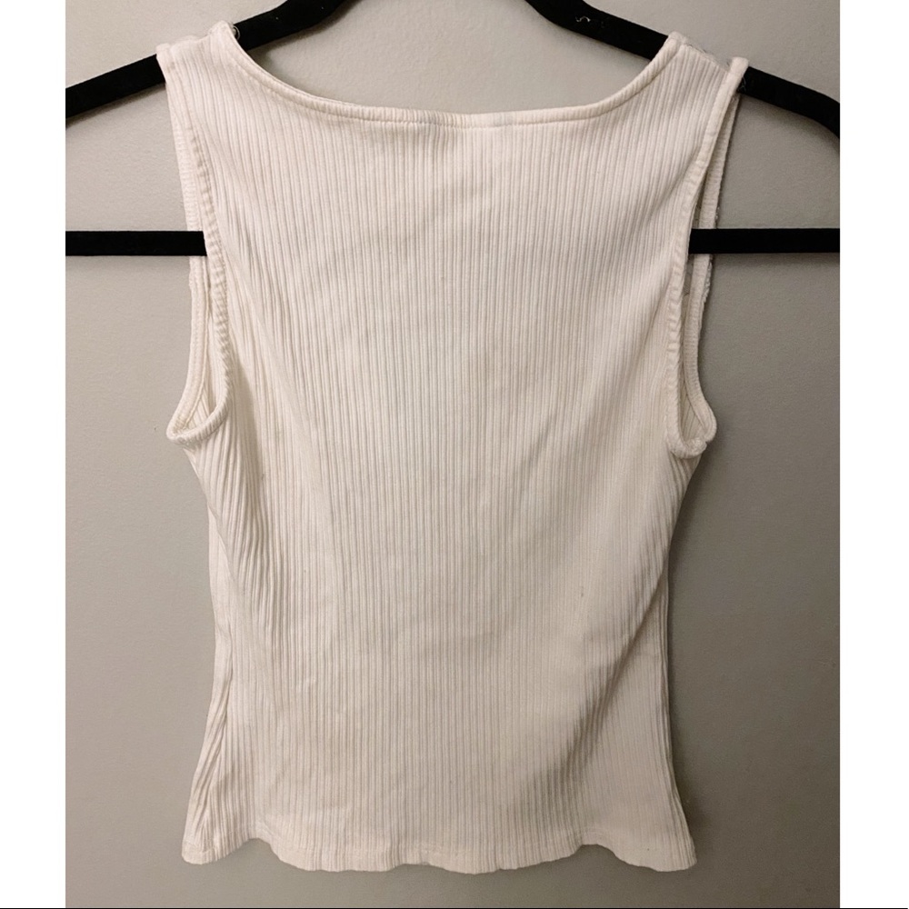 Mesh & Embroidered White Tank - Picture 2 of 2